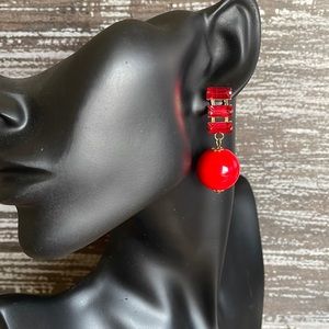 Vintage Red Rhinestone Statement Earrings